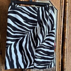 Talbots Y2K Black and White Zebra Pencil Skirt